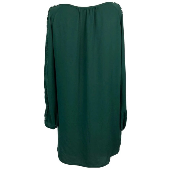41 Hawthorn Shirt Womens Sz M Green Pleated Crochet 3/4 Sleeve V- Neck‎ Tunic - Picture 2 of 8